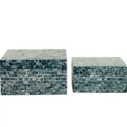 Kirkland's Home Multicolor Mother Of Pearl Coastal Boxes, Set Of 2- Baskets & Boxes