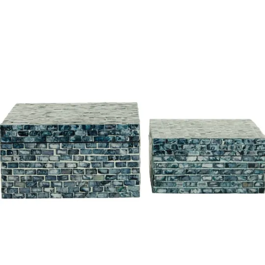 Kirkland's Home Multicolor Mother Of Pearl Coastal Boxes, Set Of 2- Baskets & Boxes