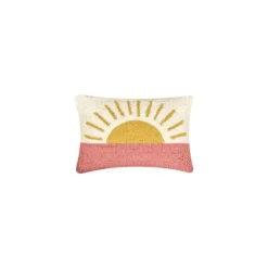 Kirkland's Home Multicolor Sunrise Hooked Wool Lumbar Pillow- Pillows