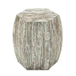 Kirkland's Home Mussel Shell Hexagonal Accent Table- Accent & End Tables