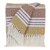 Kirkland's Home Mustard Herringbone Multi Striped Throw- Blankets & Throws