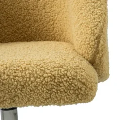 Kirkland's Home Mustard Sherpa Upholstered Swivel Office Chair- Office Furniture