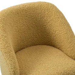 Kirkland's Home Mustard Sherpa Upholstered Swivel Office Chair- Office Furniture