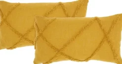 Kirkland's Home Mustard Tufted Diamond Lumbar Pillows, Set Of 2- Pillows