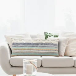 Kirkland's Home Myrtle Tufted Stripes Lumbar Pillow- Pillows