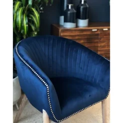 Kirkland's Home Nadia Navy Velvet Club Chair- Accent Chairs