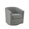 Kirkland's Home Nailhead Swivelling Barrel Accent Chair- Accent Chairs