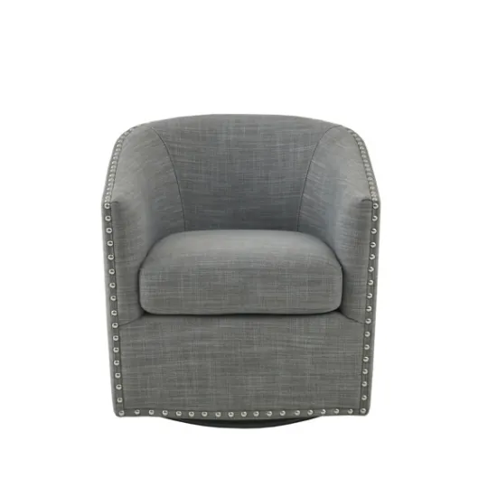Kirkland's Home Nailhead Swivelling Barrel Accent Chair- Accent Chairs