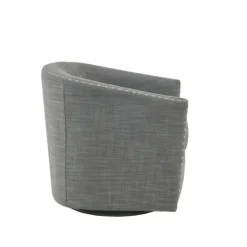 Kirkland's Home Nailhead Swivelling Barrel Accent Chair- Accent Chairs