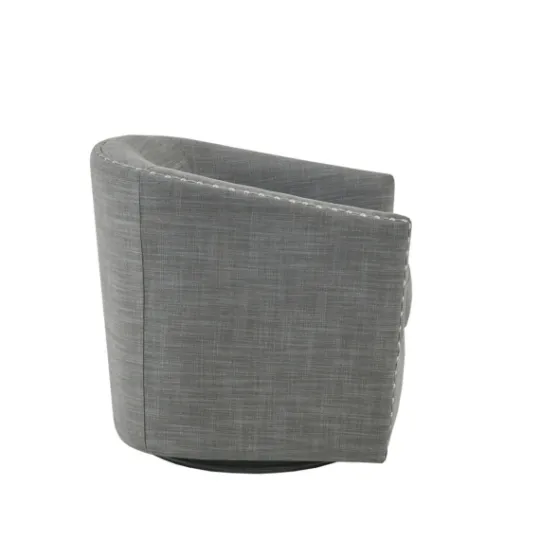 Kirkland's Home Nailhead Swivelling Barrel Accent Chair- Accent Chairs