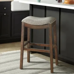 Kirkland's Home Nailhead Trim Saddle Bar Stool- Bar Stools & Counter Height Stools