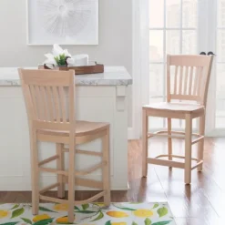 Kirkland's Home Natie Unfinished Counter Stools, Set Of 2- Bar Stools & Counter Height Stools