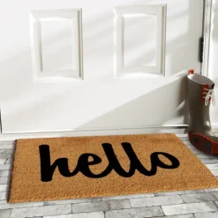 Kirkland's Home Natural And Black Coir Hello Doormat, 29X17 In.- Doormats
