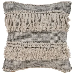 Kirkland's Home Natural And Black Cozy Fringe Pillow- Pillows