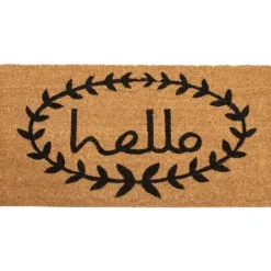 Kirkland's Home Natural And Black Laurel Hello Doormat, 72X36 In.- Doormats