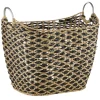 Kirkland's Home Natural And Black Seagrass Diamond Weave Basket- Baskets & Boxes