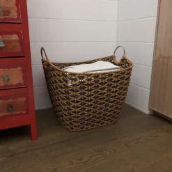 Kirkland's Home Natural And Black Seagrass Diamond Weave Basket- Baskets & Boxes