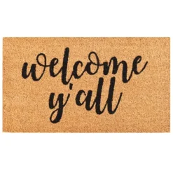 Kirkland's Home Natural And Black Welcome Y'All Doormat- Doormats