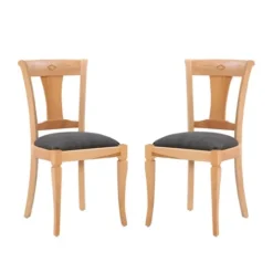 Kirkland's Home Natural And Gray Linen Dining Chairs, Set Of 2- Dining Chairs