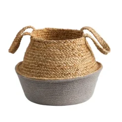 Kirkland's Home Natural And Gray Woven Jute Planter Basket- Baskets & Boxes