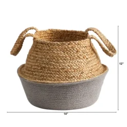 Kirkland's Home Natural And Gray Woven Jute Planter Basket- Baskets & Boxes