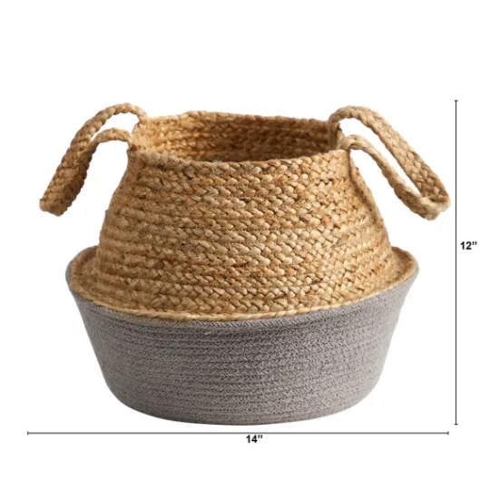 Kirkland's Home Natural And Gray Woven Jute Planter Basket- Baskets & Boxes