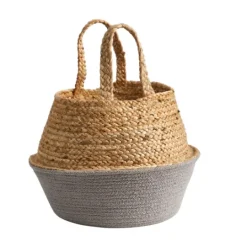 Kirkland's Home Natural And Gray Woven Jute Planter Basket- Baskets & Boxes