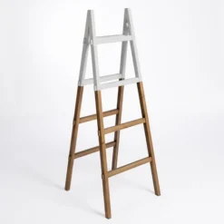Kirkland's Home Natural And White Wood Foldable Ladder- Decorative Accents