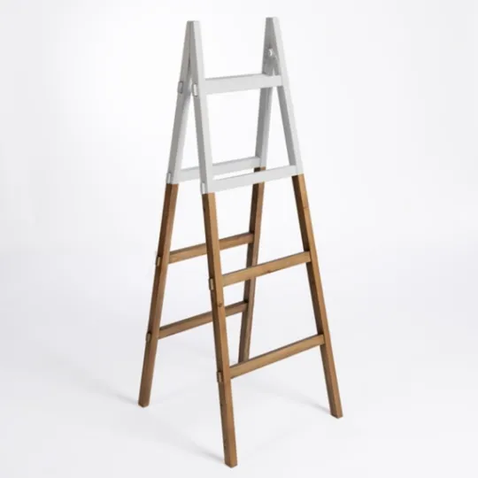 Kirkland's Home Natural And White Wood Foldable Ladder- Decorative Accents