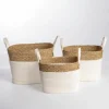 Kirkland's Home Natural And White Woven Baskets, Set Of 3- Baskets & Boxes