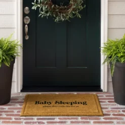 Kirkland's Home Natural Baby Sleeping Funny Doormat- Doormats