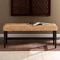 Kirkland's Home Natural Blanchard Water Hyacinth Bench- Benches & Ottomans