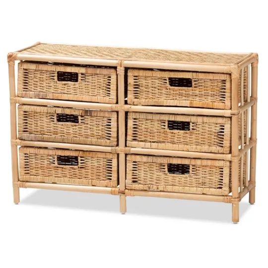 Kirkland's Home Natural Boho Rattan Weave Storage Cabinet- Cabinets & Sideboards