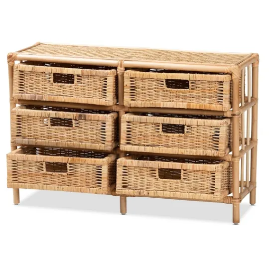 Kirkland's Home Natural Boho Rattan Weave Storage Cabinet- Cabinets & Sideboards