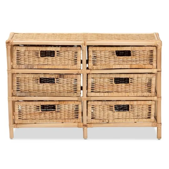 Kirkland's Home Natural Boho Rattan Weave Storage Cabinet- Cabinets & Sideboards