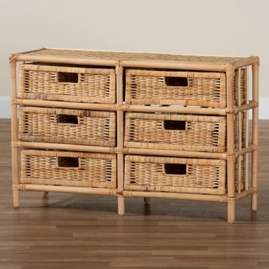 Kirkland's Home Natural Boho Rattan Weave Storage Cabinet- Cabinets & Sideboards