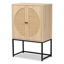 Kirkland's Home Natural Cane And Wood 2-Door Cabinet- Cabinets & Sideboards