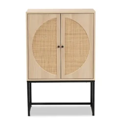 Kirkland's Home Natural Cane And Wood 2-Door Cabinet- Cabinets & Sideboards