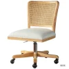 Kirkland's Home Natural Cane Back Linen Office Chair- Office Furniture