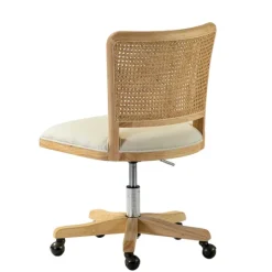 Kirkland's Home Natural Cane Back Suede Office Chair- Office Furniture