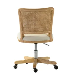 Kirkland's Home Natural Cane Back Suede Office Chair- Office Furniture