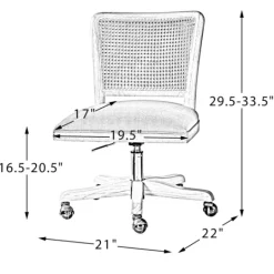 Kirkland's Home Natural Cane Back Suede Office Chair- Office Furniture