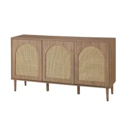 Kirkland's Home Natural Cane Wood Arched Sideboard Cabinet- Cabinets & Sideboards