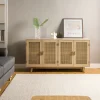 Kirkland's Home Natural Cane Wood Storage Media Cabinet- Cabinets & Sideboards