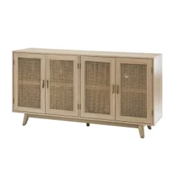 Kirkland's Home Natural Cane Wood Storage Media Cabinet- Cabinets & Sideboards
