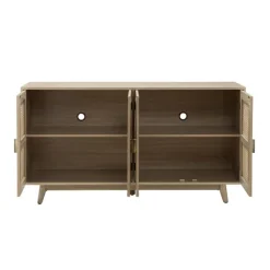 Kirkland's Home Natural Cane Wood Storage Media Cabinet- Cabinets & Sideboards