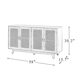 Kirkland's Home Natural Cane Wood Storage Media Cabinet- Cabinets & Sideboards