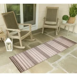 Kirkland's Home Natural Canva Striped Outdoor Runner- Outdoor Rugs