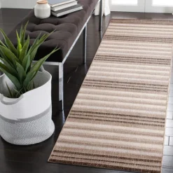 Kirkland's Home Natural Canva Striped Outdoor Runner- Outdoor Rugs