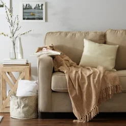 Kirkland's Home Natural Chenille Fringe Throw- Blankets & Throws